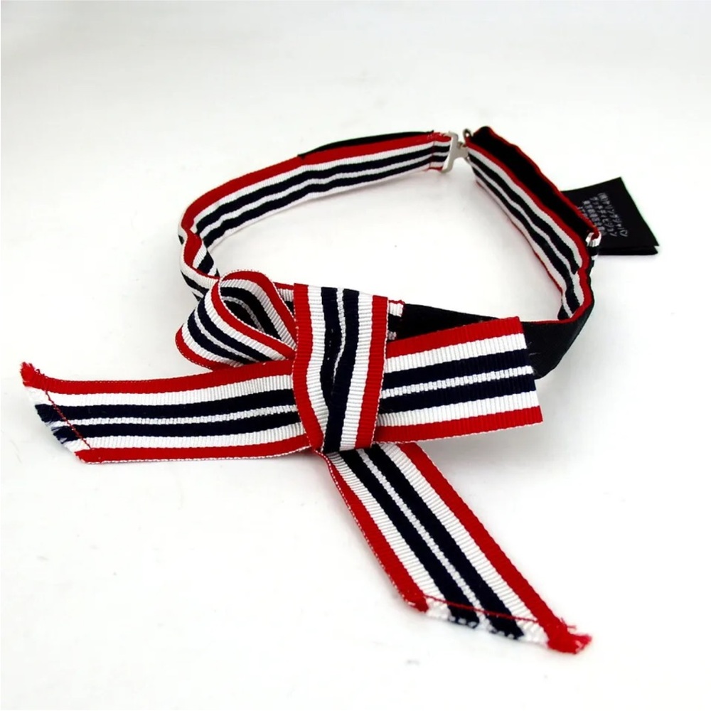 Gucci Red, White, and Blue Striped Bow Choker - Picture 5 of 9